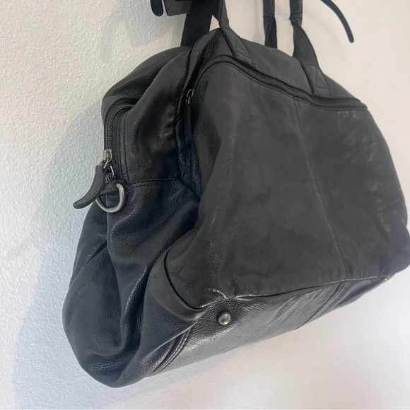 Rustic Town Black Leather Duffel Bag Casanova Travel - Picture 9 of 13